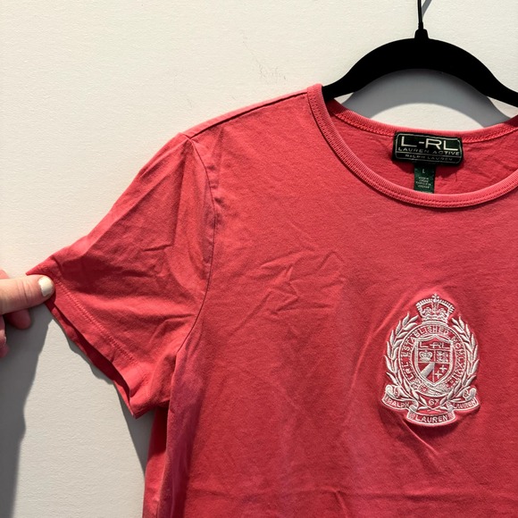 Vintage L-RL Lauren Active Ralph Lauren Preppy Pink Short Sleeve Top Size Large - Picture 3 of 6